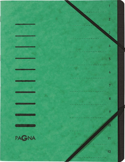 Pagna Folder 12 Fächer 1-12 Grün