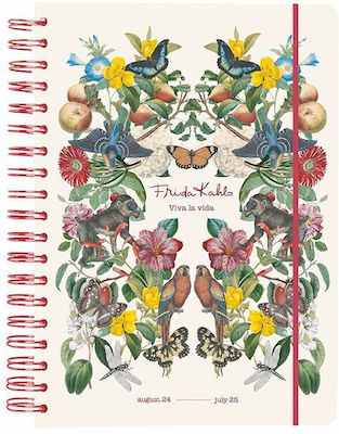 Akademischer Tagebuch Spiral-Hardcover 2024/2025 Wöchentlich 12-Monate 15x21cm Frida Kahlo