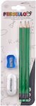 Set of 3 Pencils with Eraser Sharpener