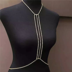 Triple Body Chain with Rhinestones Gold