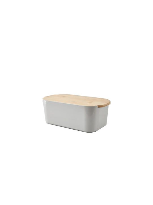 Aria Trade Plastic Bread Box with Lid Gray 33x18.5x12cm