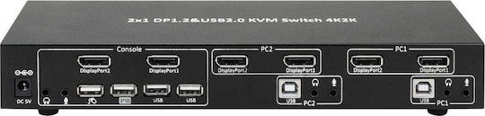 Techly Kvm Switch 2-port Audio Video Dual 4kx2k Usb Black