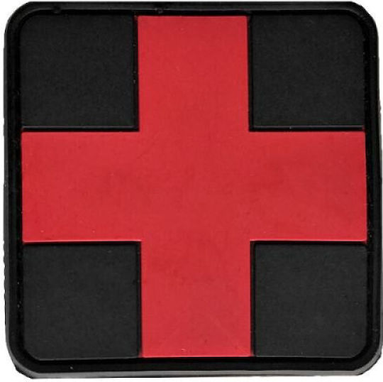 Medic Cross 5x5 Σήμα Pvc Μαύρο Κόκκινο