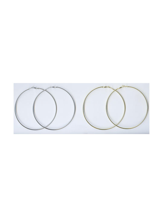 Metallic Hoop Earrings 9cm - gold