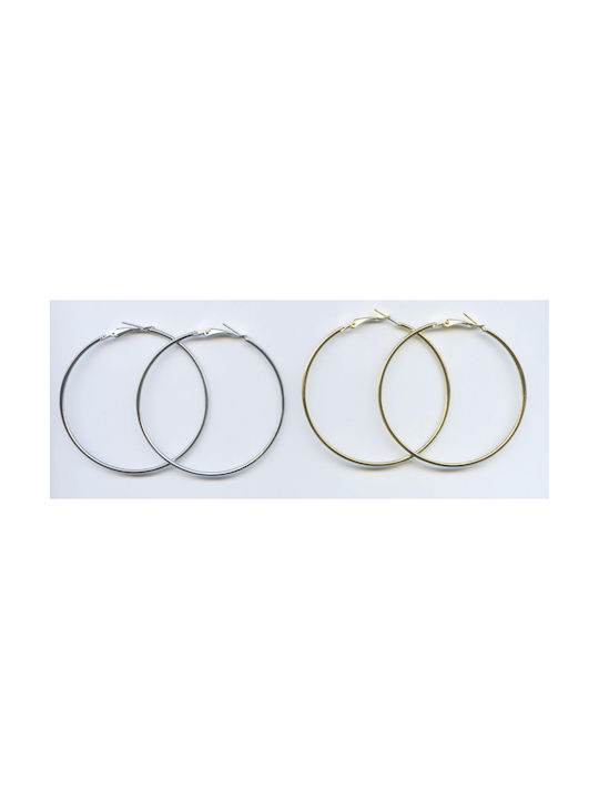 Metallic Hoop Earrings 6cm - Gold