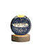 Globe 8cm Decorative Crystal Ball Lighting Wooden Base Solar System Led Usb