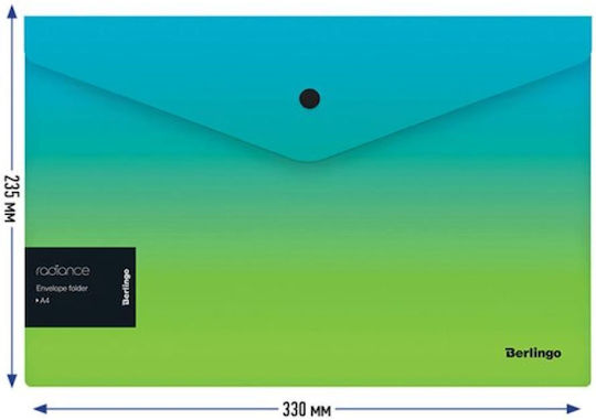Berlingo Radiance A4 Plastic Button Folder Green Blue Berlingo