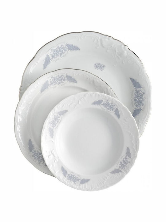 Cmielow Rococo Frederiki White Porcelain Dinnerware Set 40pcs