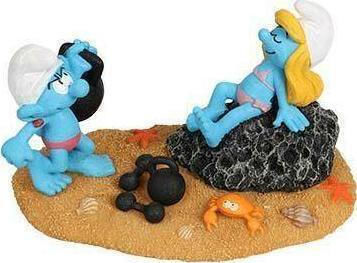 Edecor Aquarium Dwarf on Beach Smurfs Aqua Della Ebi 16.2x9.6x9.3cm