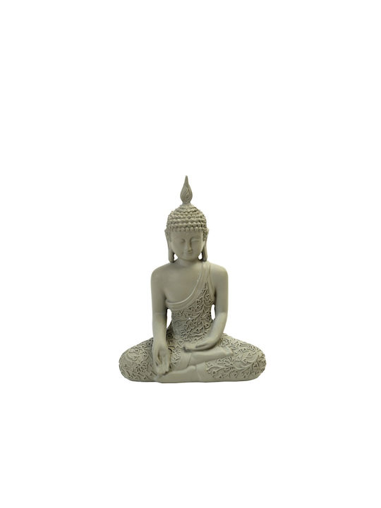 Sitting Buddha Figure S Polyresin Grey 14cm