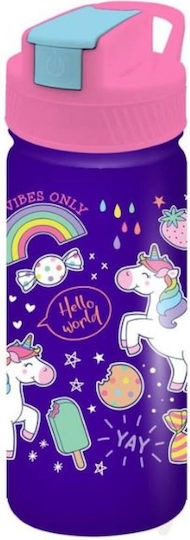 Must Team Kids Water Bottle Unicorn Stainless Steel with Straw Purple 450ml