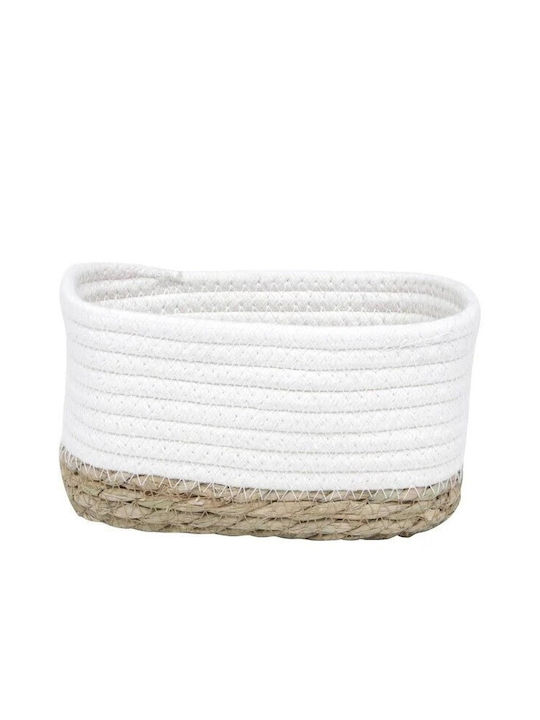 Decorative Basket Fabric White 23x14cm Arte Regal