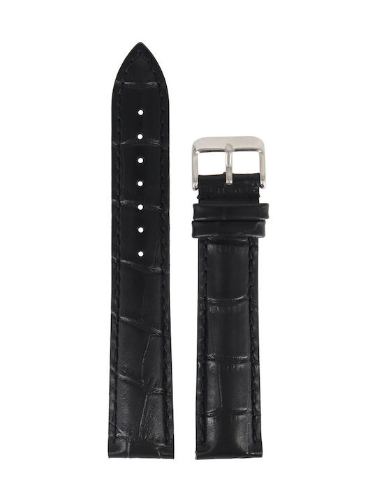 Tzevelion Κροκό Leather Strap Black 18mm