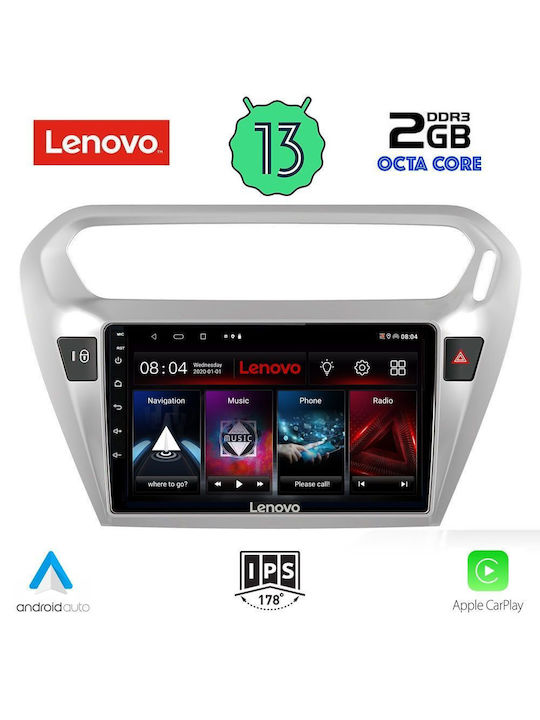 Lenovo Car Audio System for Peugeot 301 Citroen C-Elysee 2013> (Bluetooth/USB/AUX/WiFi/GPS/Apple-Carplay/Android-Auto) with Touch Screen 9"