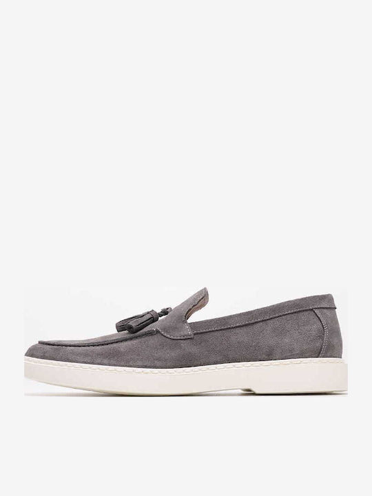 Δερμάτινα Ανδρικά Loafers σε Γκρι Χρώμα