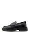 Leather Women's Loafers in Black Color
