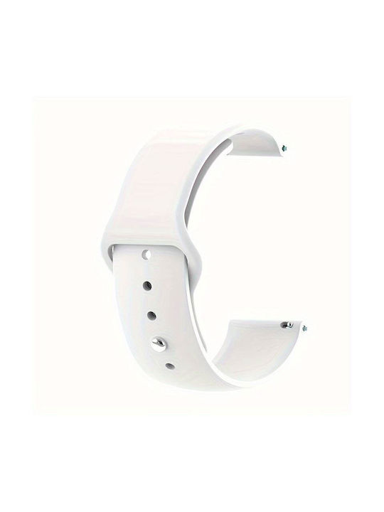 White Smooth Surface 20mm Silicone Watch Band