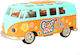 Miniature Metal Car Vw Flower Power Bus Light Sound Blue Orange