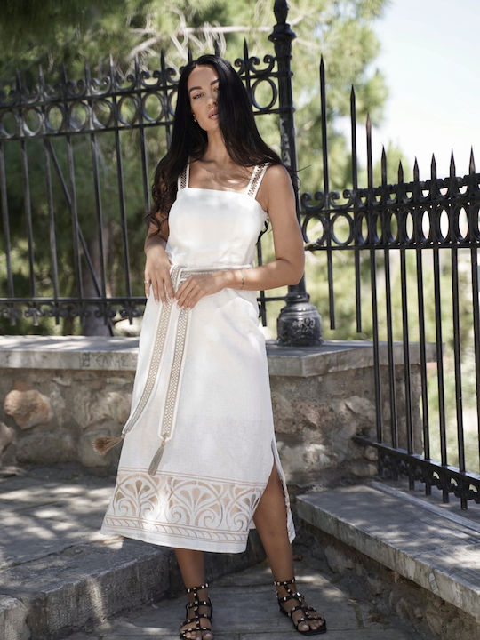 Donna Martha Midi Φόρεμα Λευκό