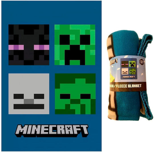 Minecraft Blanket Fleece Blue 100x150cm