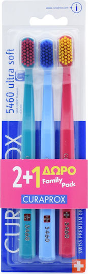 Curaprox CS 5460 Family Pack Οδοντόβουρτσα Ultra Soft Βεραμάν / Γαλάζια / Κόκκινη 3τμχ