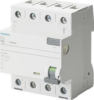 Siemens Ρελέ Ράγας Διαρροής 25A Τετραπολικό