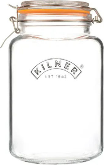 KIlner Ваза за Зърнени Храни Кафява Обща Употреба с Херметически Затворен Капак Стъклена Прозрачна 16x14.2x23.5см