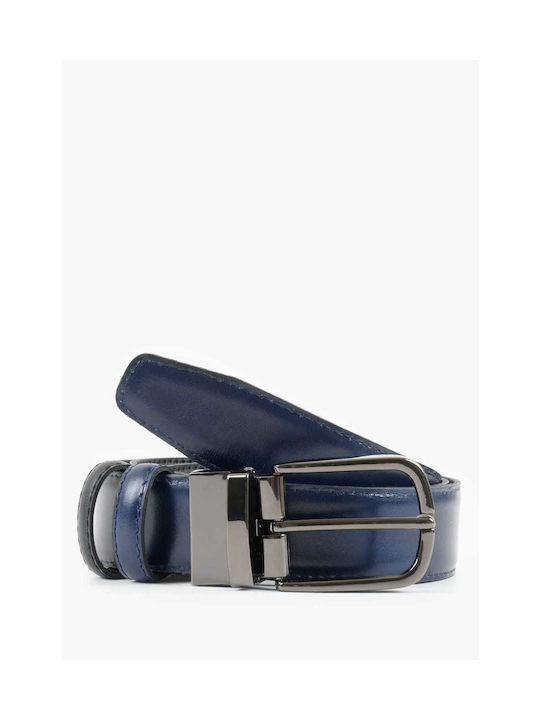 Mortoglou Men's Knitted Leather Belt Blue