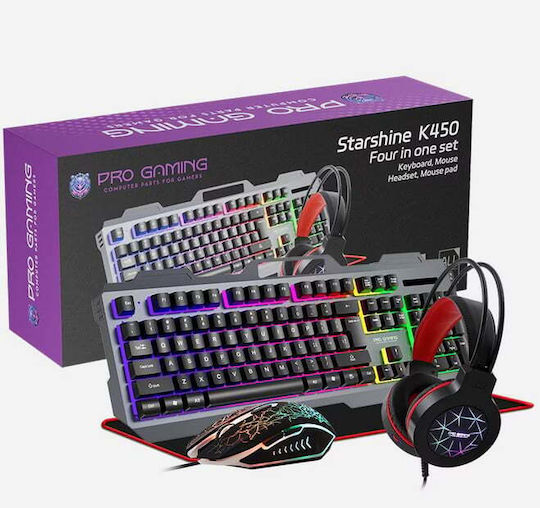 ProGaming Pro Gaming K450 Set Gaming Tastatură cu iluminare RGB & Mouse (Engleză US) 4 in 1