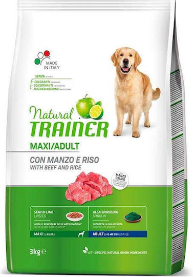 Natural Trainer 3kg Dry Food for Adult Large Breed Dogs with Beef and Calf