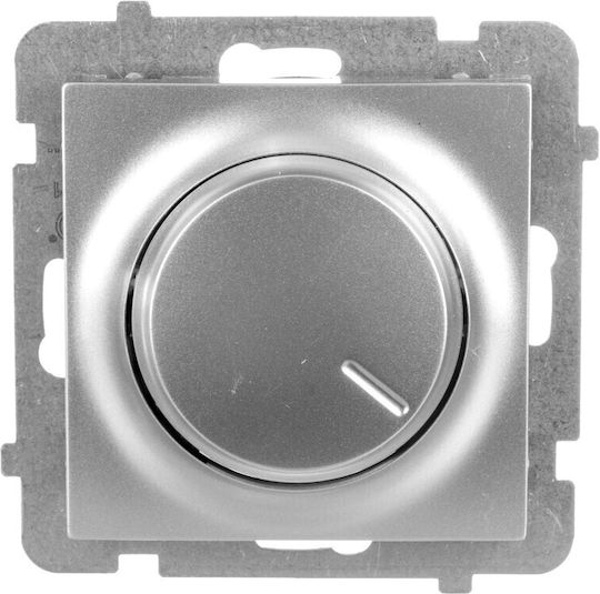 Ospel Χωνευτός Διακόπτης Dimmer χωρίς Πλαίσιο Κλασικός Περιστροφικός σε Ασημί Χρώμα