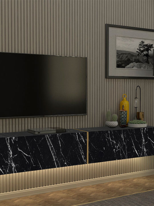 Unitate TV pentru sufragerie Figure Negru cu iluminare L181.8xA31.7xÎ30buc