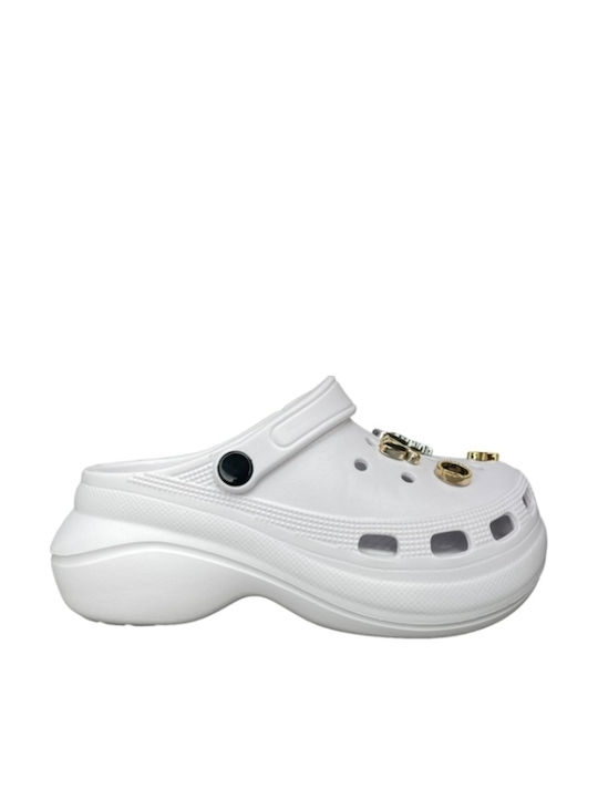 Adam's Shoes Γυναικεία Σαμπό Pin Άσπρο