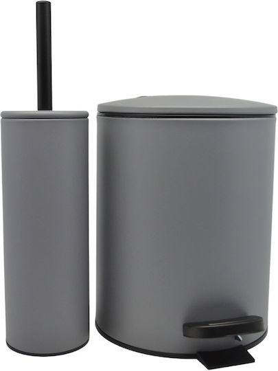 Ankor Inox Toilet Brush and Basket Set Soft Close 5lt Gray