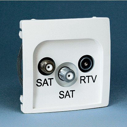 Kontakt-Simon TV, Satellite, and Radio Antenna Socket Basic in White color BMZAR+SAT3.1-P2.01/1