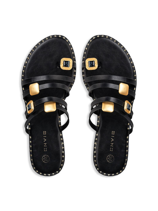 Envie Shoes Women's Flat Sandals in Black Color