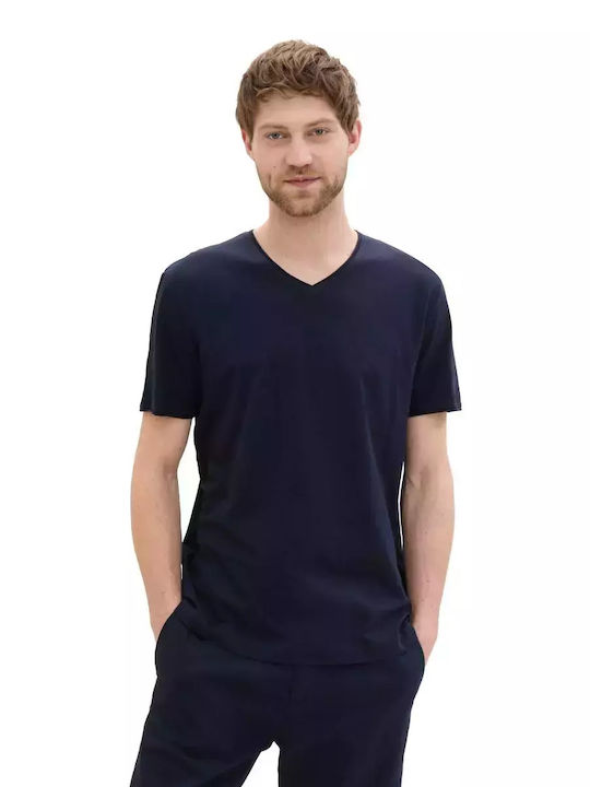 Tom Tailor Men's Short Sleeve T-shirt with V-Neck BLUE