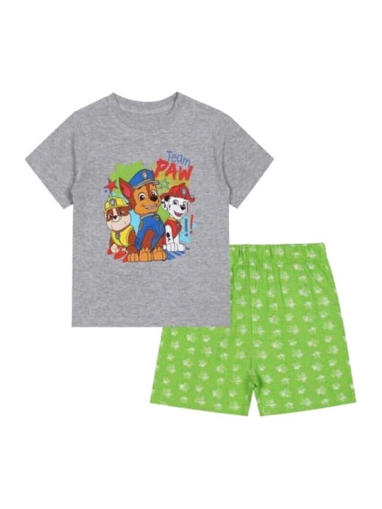 Paw Patrol Παιδική Πιτζάμα Καλοκαιρινή Βαμβακερή Γκρι-Πράσινο