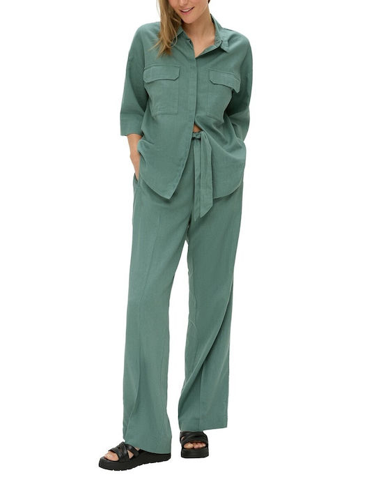 S.Oliver Women's Fabric Trousers Green