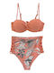Set Bikini Ψηλόμεσο Floral Ροζ
