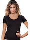 Kurzärmelig Schwarz Damen T-Shirt