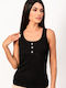 Ärmellos Schwarz Damen T-Shirt