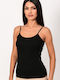 Women's Cotton T-Shirt with Spaghetti Strap Black