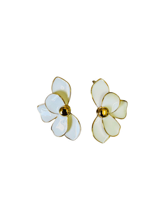 Ro Accessories Ear Earrings Colorful Flowers E668 White