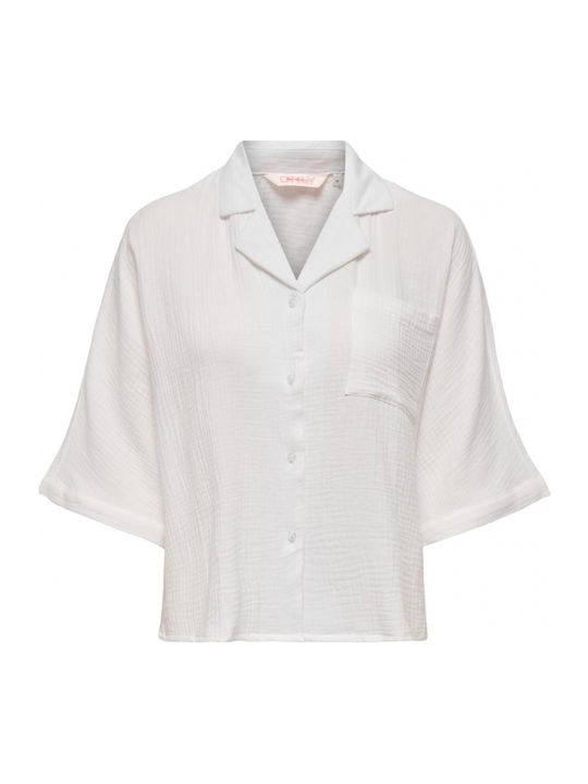 Only Short Sleeve Women's Shirt White