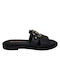 Leder Flache Sandalen für Damen in Schwarz Farbe