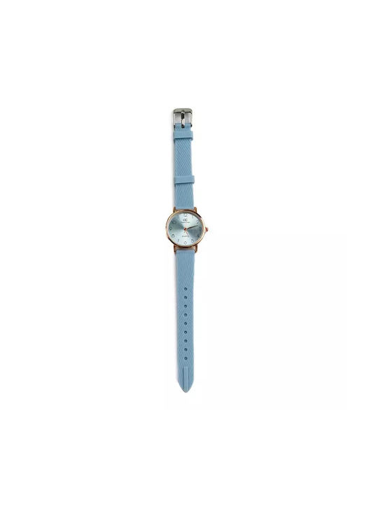Nora's Accessories Uhr mit Blau Kautschukarmband