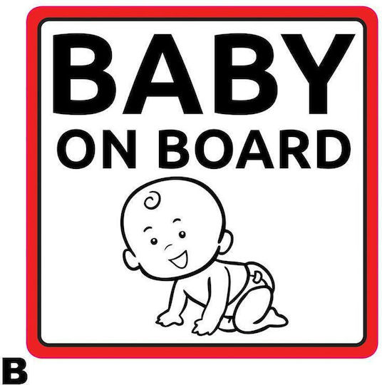 Autoline Σήμα Baby on Board με Αυτοκόλλητο Κόκκινο