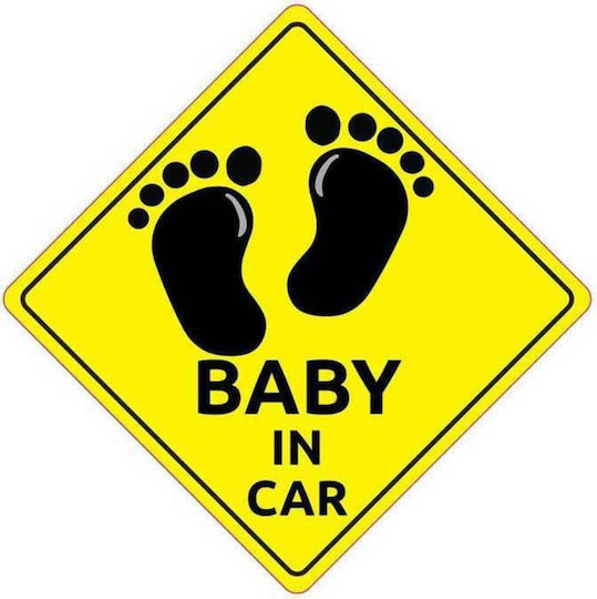 Autoline Σήμα Baby on Board με Αυτοκόλλητο Κίτρινο