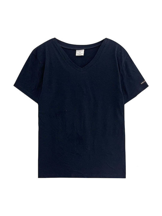 Ustyle Γυναικείο T-shirt με V Λαιμόκοψη Μπλε